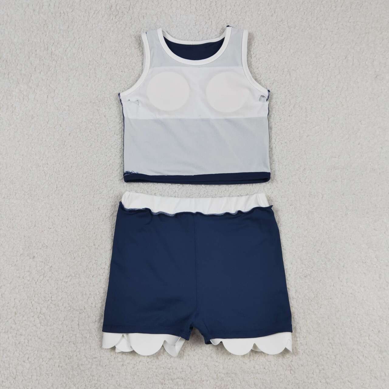 Toddler Girls Navy Scalloped Edge 2-Piece Set | Sleeveless Top & Skort Active Outfit