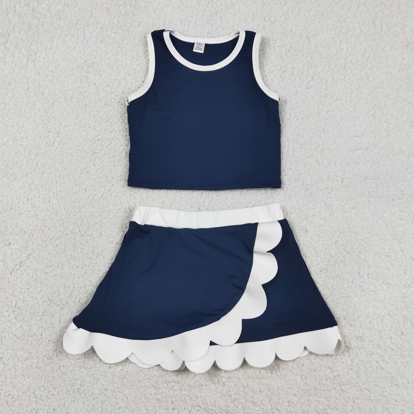Sibling Baby Girls Sleeveless Tank With Scallop Skort Active Outfit