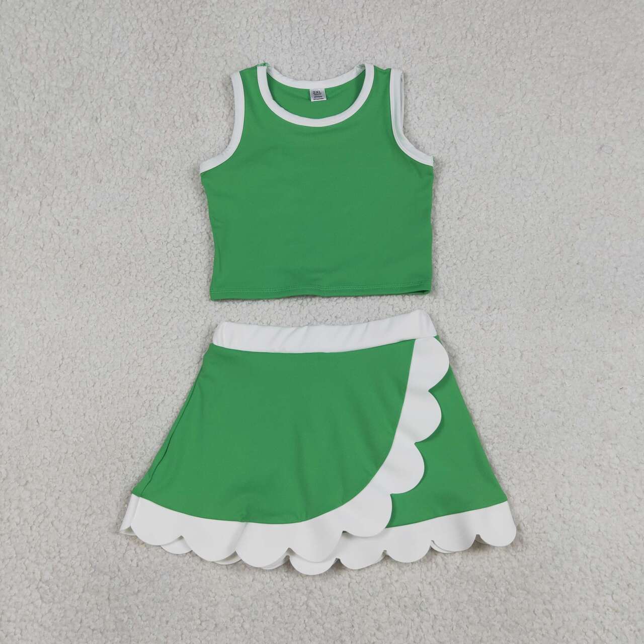 20 Solid Colors Tank Top Scallop Edge Skort Baby Girls Active Clothes Set Sisters Yoga Outfits