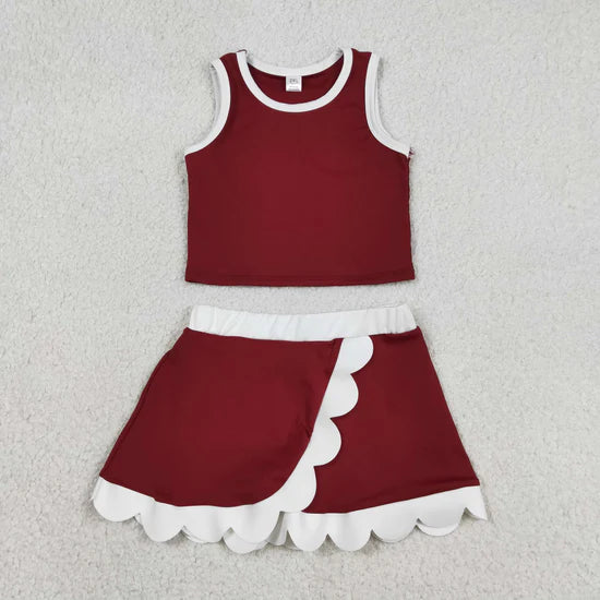Sibling Baby Girls Sleeveless Vests Top Scallop Skirt Short Yoga Active Clothes Set