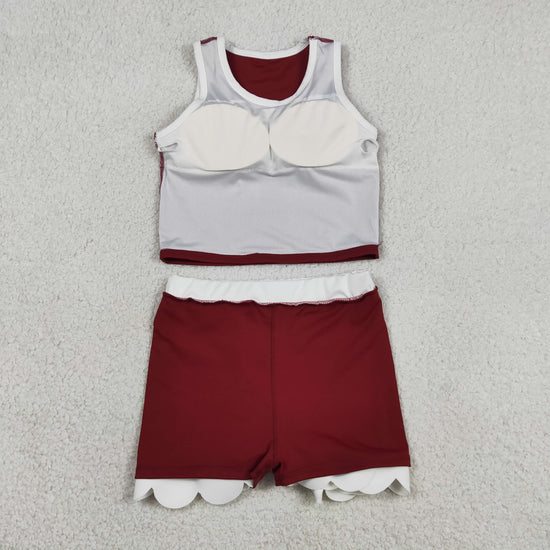 Sibling Baby Girls Sleeveless Vests Top Scallop Skirt Short Yoga Active Clothes Set