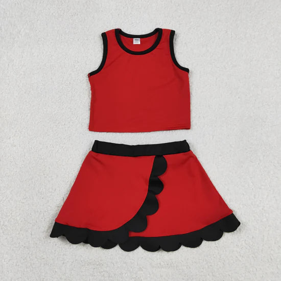 Sibling Baby Girls Sleeveless Vests Top Scallop Skirt Short Yoga Active Clothes Set