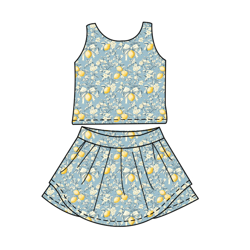 3.30 Baby Girls Lemon Sleeveless Top with Skort Outfit Preorder