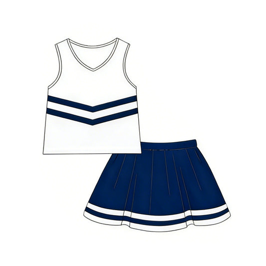 4.2 Toddler Girl Navy &  White Cheerleading Outfit  Preorder