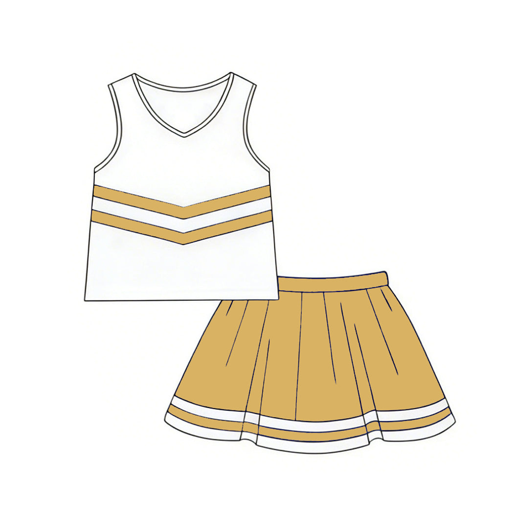4.2 Toddler Girl Golden &  White Cheerleading Outfit  Preorder