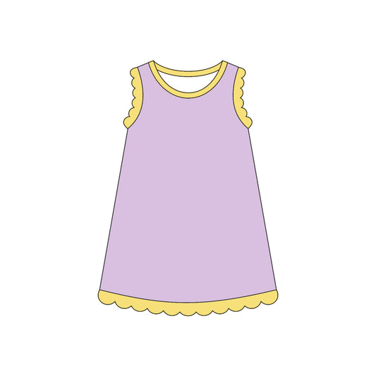 4.3 Toddler Girls Lavender Scalloped Edge Ruffle Tank Dress Preorder