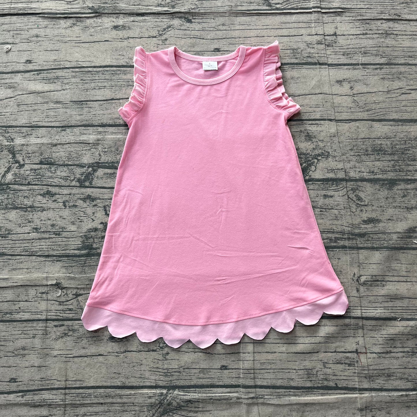 4.3 Toddler Girls Pink Scalloped Edge Ruffle Tank Dress Preorder