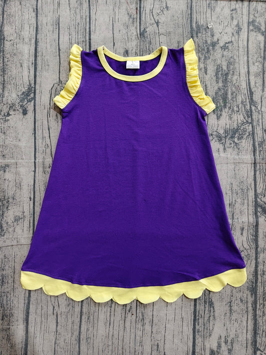 Toddler Girls Purple Scalloped Edge Ruffle Tank Dress Preorder