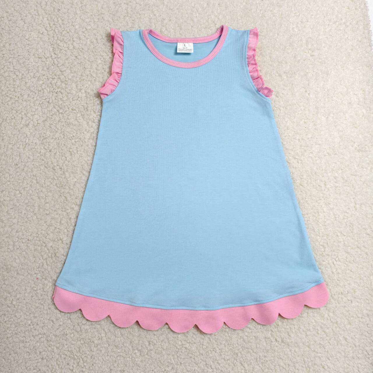 Sibling Baby Girls Sleeveless Scallop Knee Length Dresses