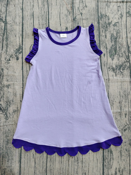4.3 Toddler Girls Light Purple Scalloped Edge Ruffle Tank Dress Preorder