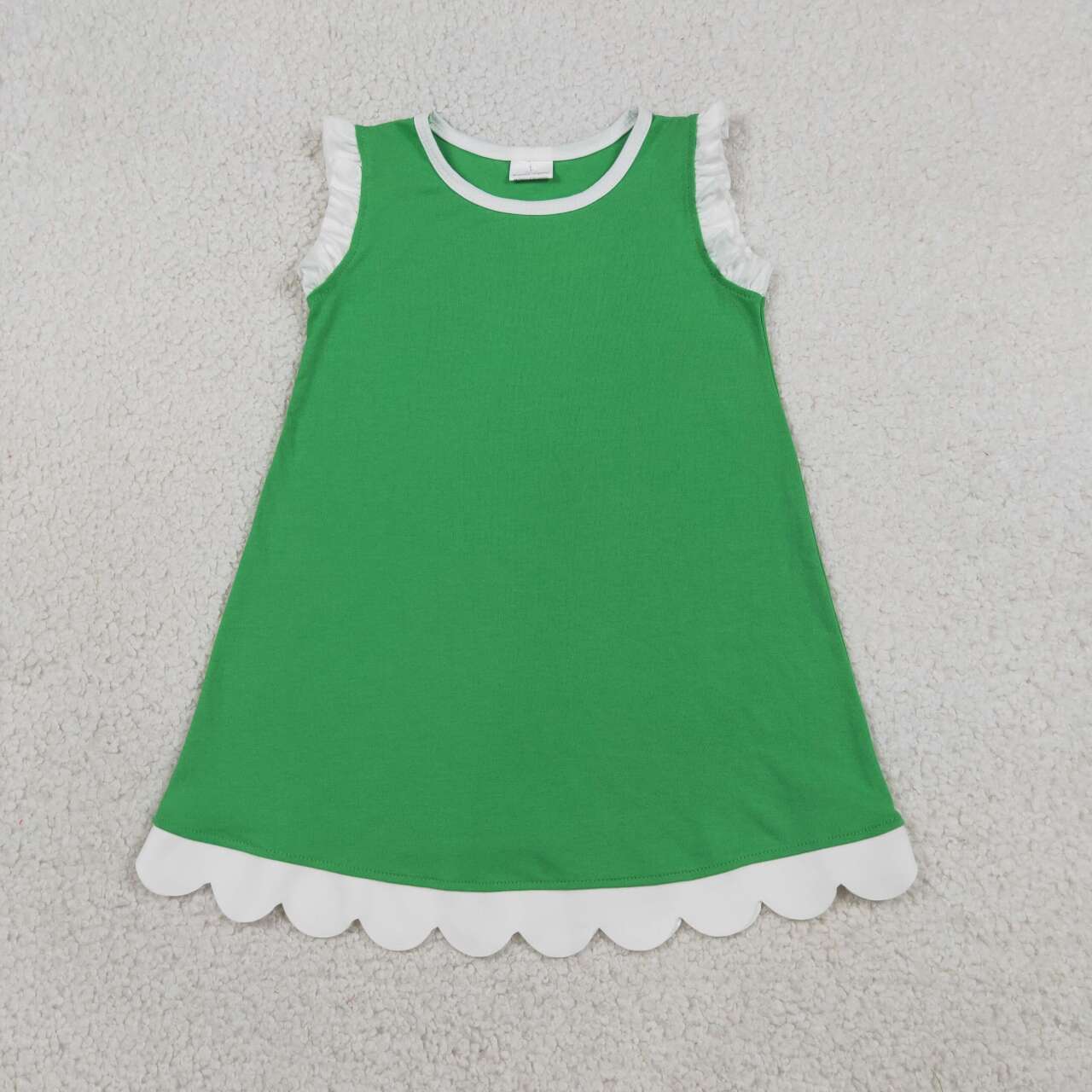 21 Colors Cotton Scallop Edge Girls Summer Dress Sisters Teams Wear