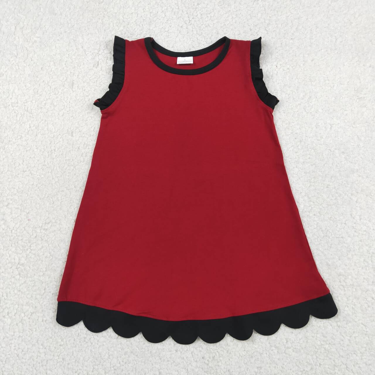 21 Colors Cotton Scallop Edge Girls Summer Dress Sisters Teams Wear