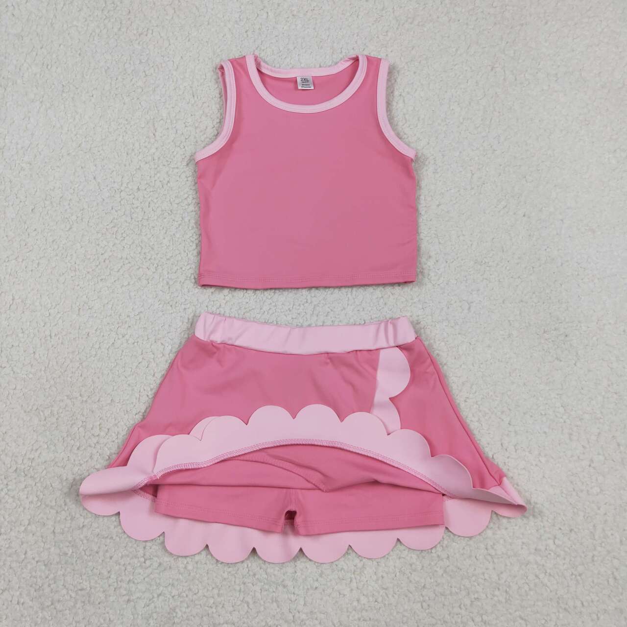 GSD4063 Pink Tank Top Scallop Edge Skort Girls Active Outfits