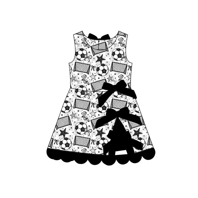 4.6 Toddler Girls Girls Soccer Print Sleeveless Active Dress with Bows Preorder