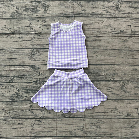 4.6 Toddler Girls Violet Gingham Sleeveless Top with Skort Active Outfit Preorder