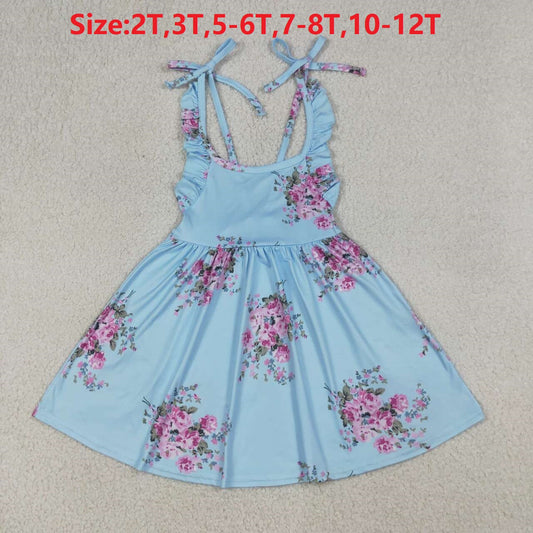 (Promotion)GSD4088 Toddler Girls Vintage Floral Strap Backless Dress