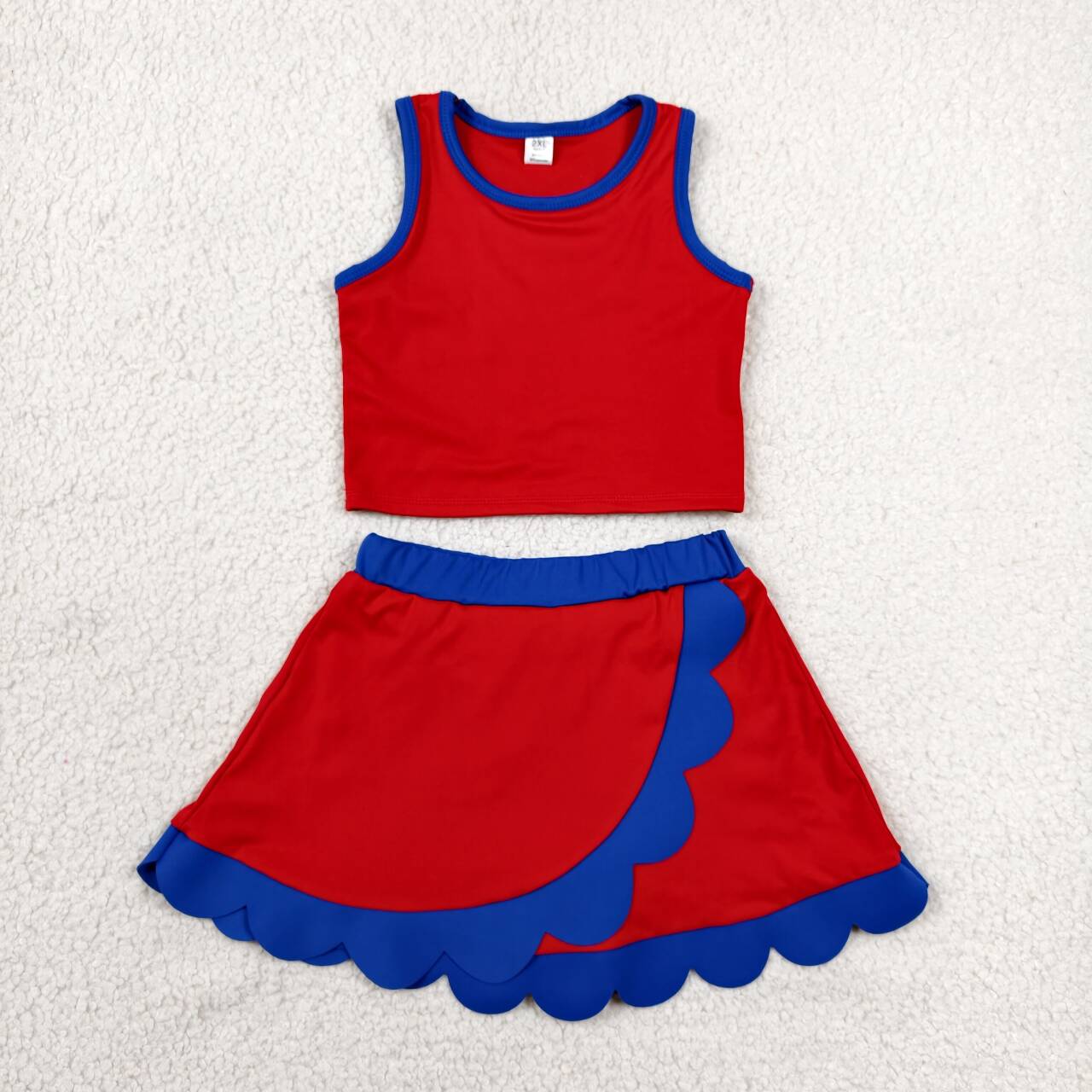 27 Solid Colors Tank Top Scallop Edge Skort Baby Girls Active Clothes Set Sisters Yoga Outfits