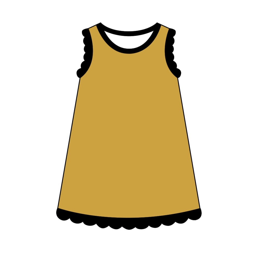 4.11 Girls Mustard Scalloped Edge Ruffle Tank Dress, Kids Summer Casual Sundress Preorder