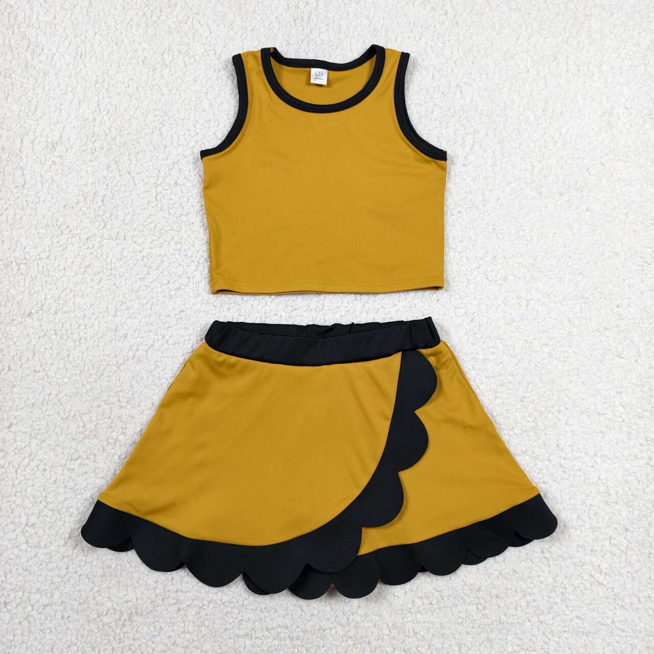 27 Solid Colors Tank Top Scallop Edge Skort Baby Girls Active Clothes Set Sisters Yoga Outfits