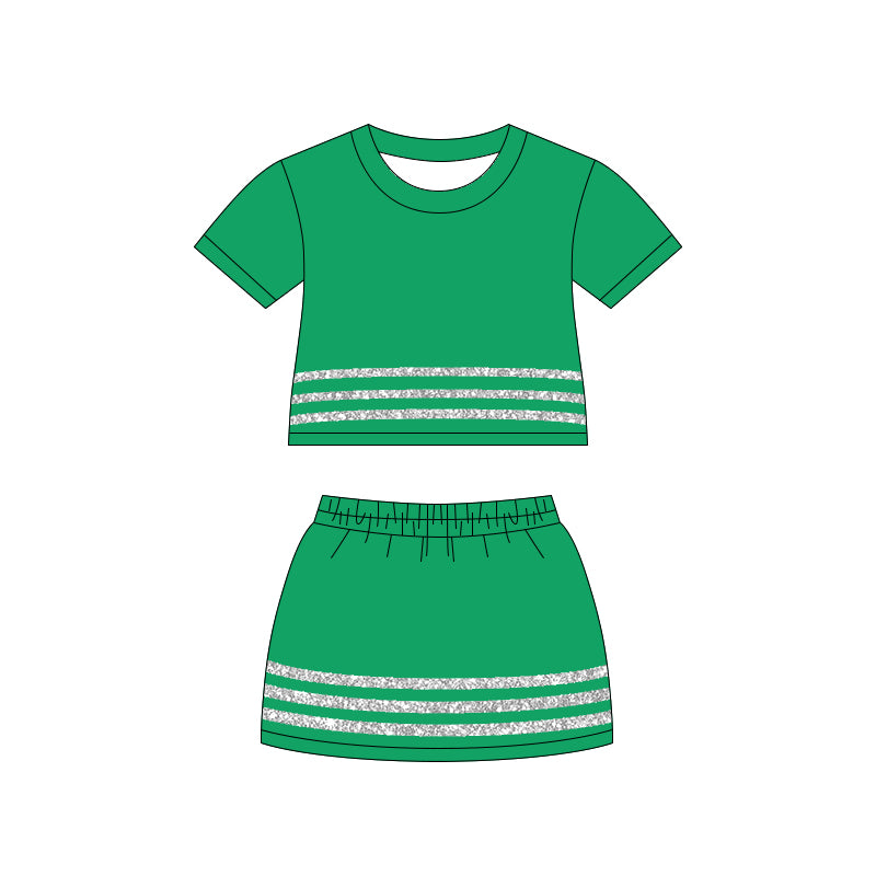 4.15 GSD4106 Preorder Green Top Skirts Girls Summer Clothes Set