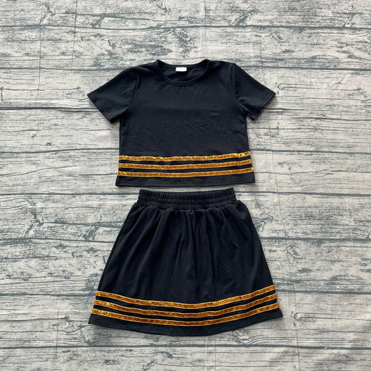 4.15 GSD4108 Preorder Black Top Skirts Girls Summer Clothes Set