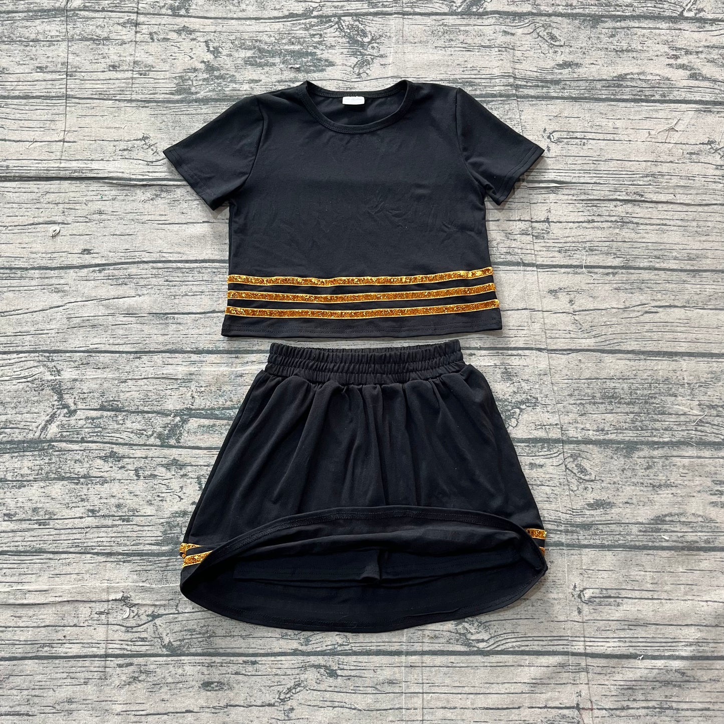 4.15 GSD4108 Preorder Black Top Skirts Girls Summer Clothes Set