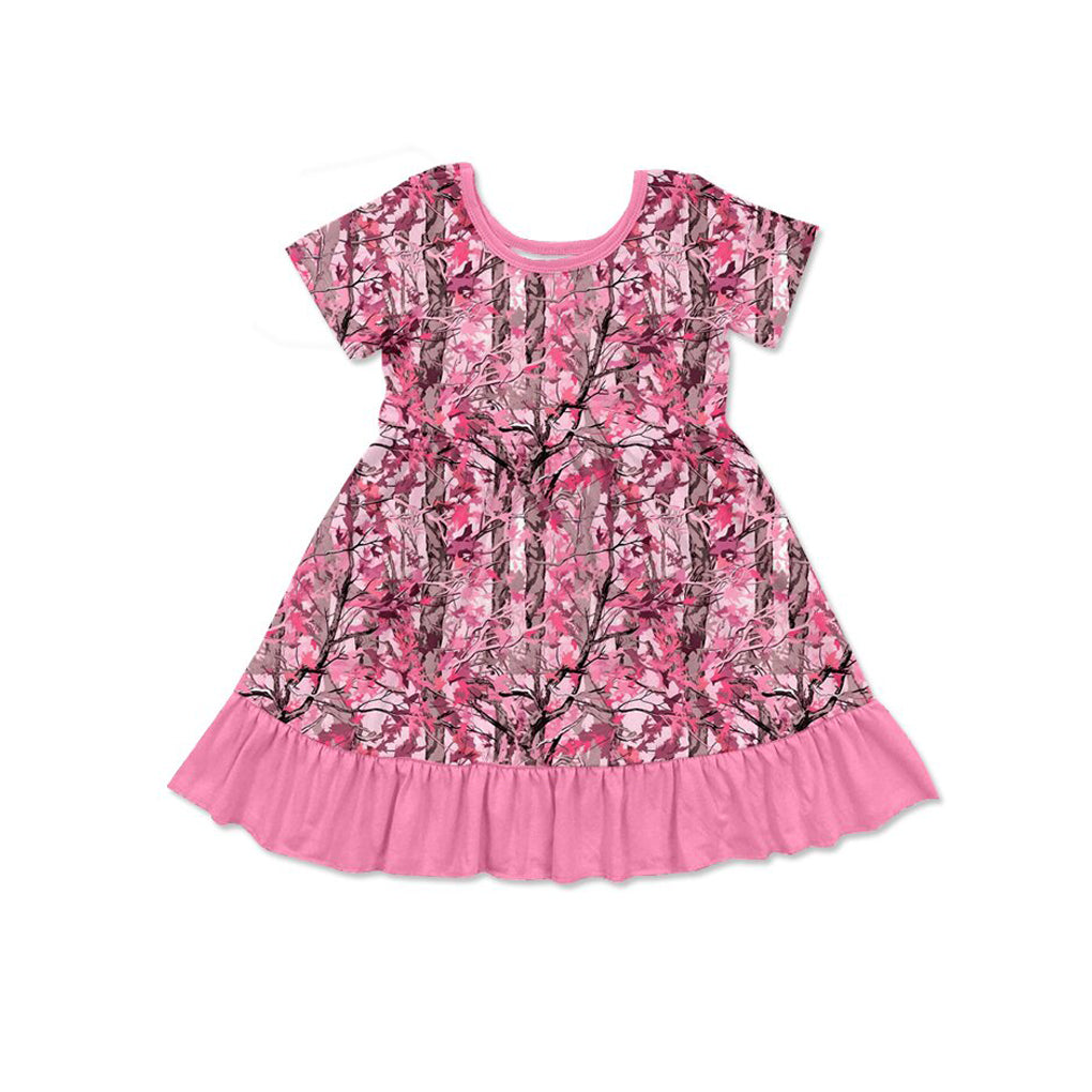 4.21 GSD4116 Preorder Branch Camo Pink Girls Knee-length Dress