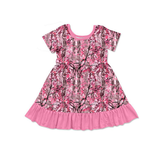 4.21 GSD4116 Preorder Branch Camo Pink Girls Knee-length Dress
