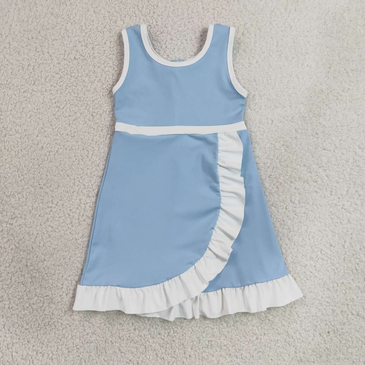 16 Colors Girls Sleeveless Ruffle Yoga Zipper Dress Sisters Wear