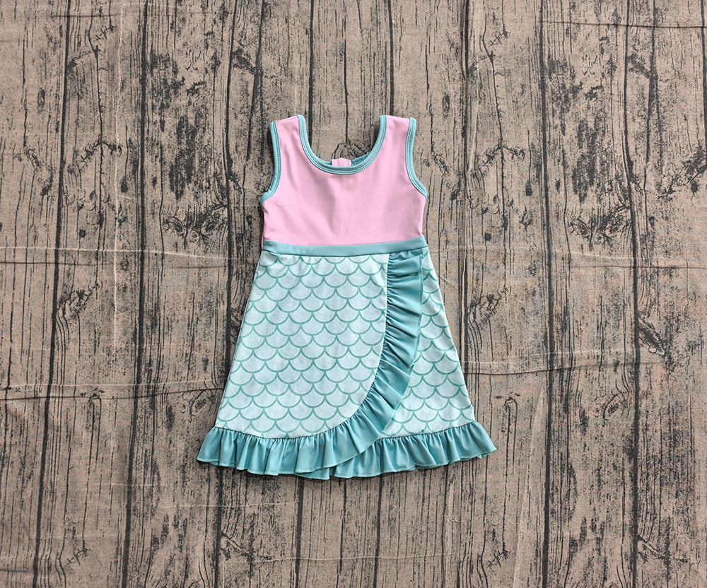 4.24 GSD4125 Preorder Pink & Scales Girls Sleeveless Scallop Yoga Dress