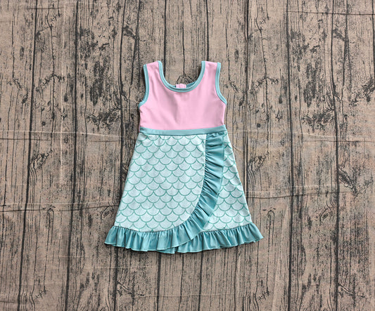 4.24 GSD4125 Preorder Pink & Scales Girls Sleeveless Scallop Yoga Dress