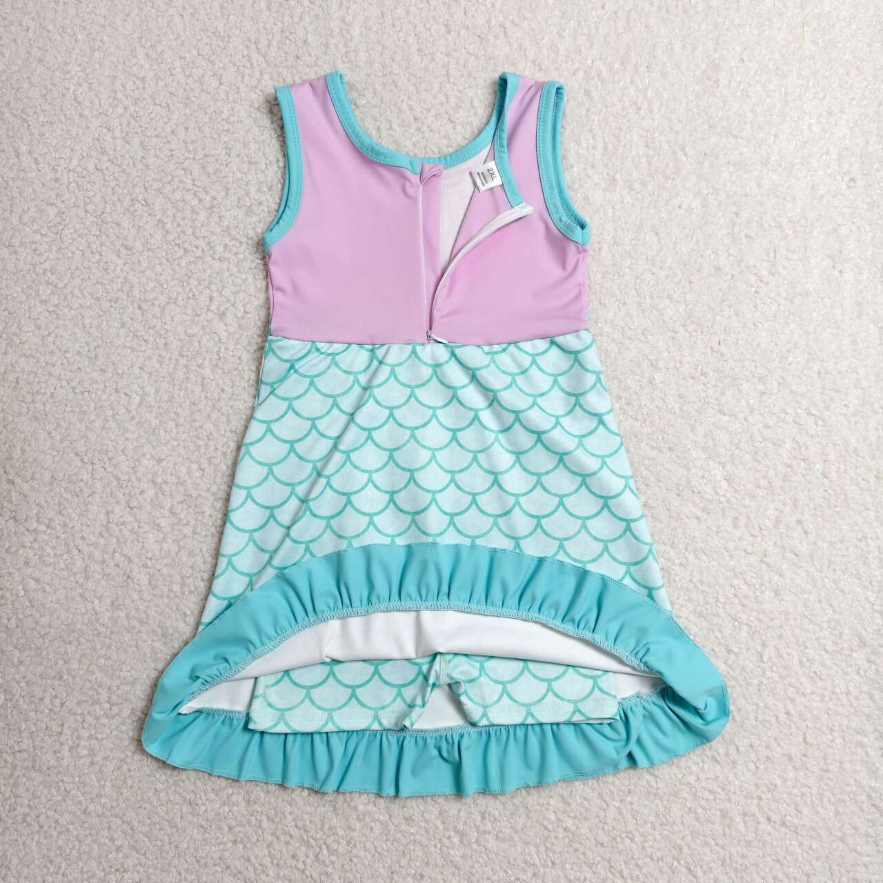 Pink & Scales Girls Sleeveless Scallop Yoga Dress