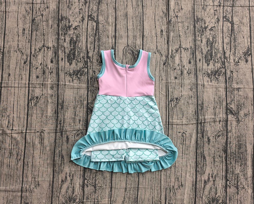 4.24 GSD4125 Preorder Pink & Scales Girls Sleeveless Scallop Yoga Dress
