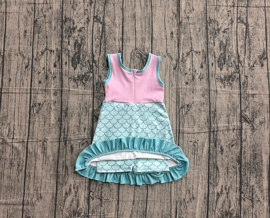 4.24 GSD4125 Preorder Pink & Scales Girls Sleeveless Scallop Yoga Dress