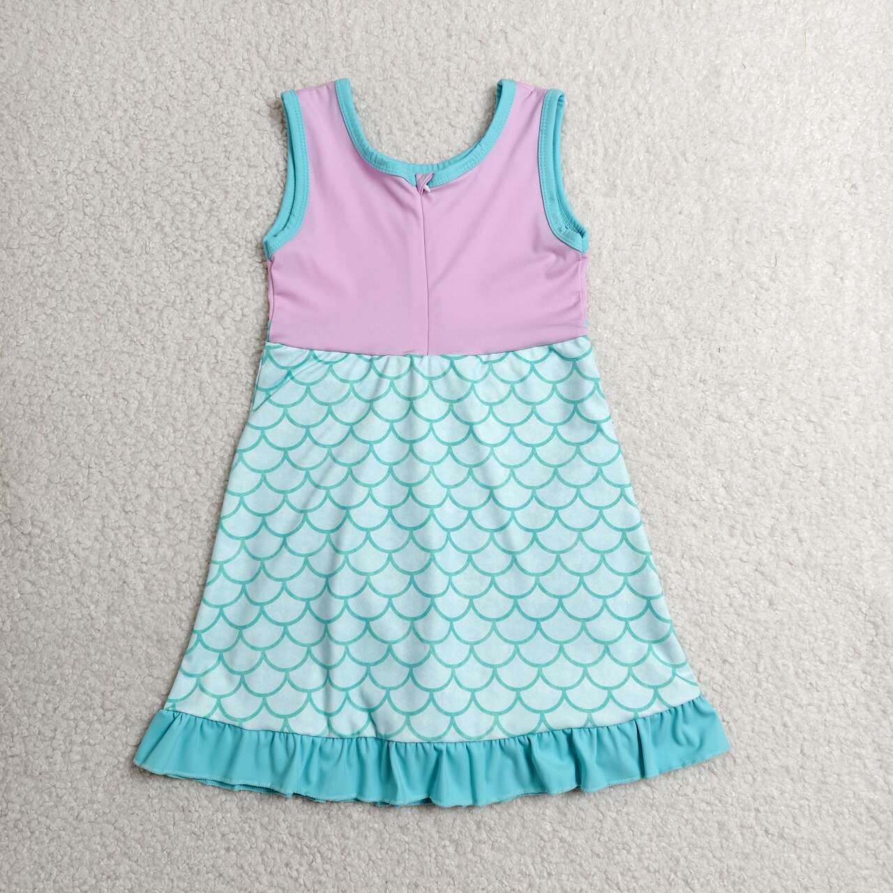 Pink & Scales Girls Sleeveless Scallop Yoga Dress