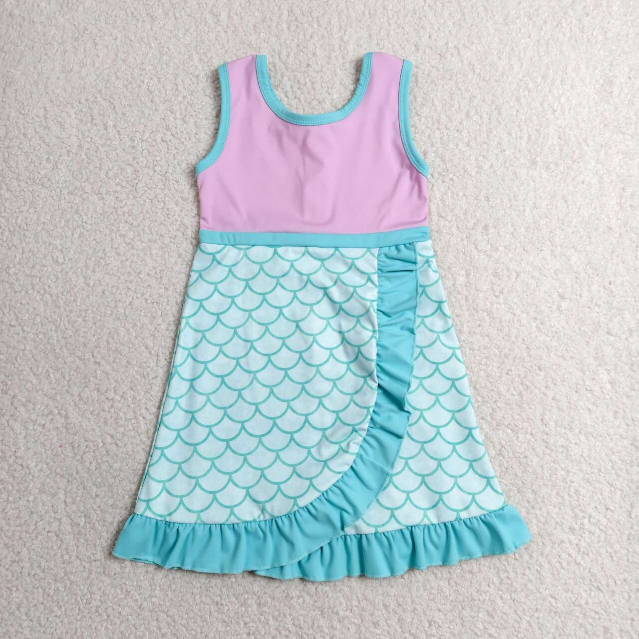 Pink & Scales Girls Sleeveless Scallop Yoga Dress