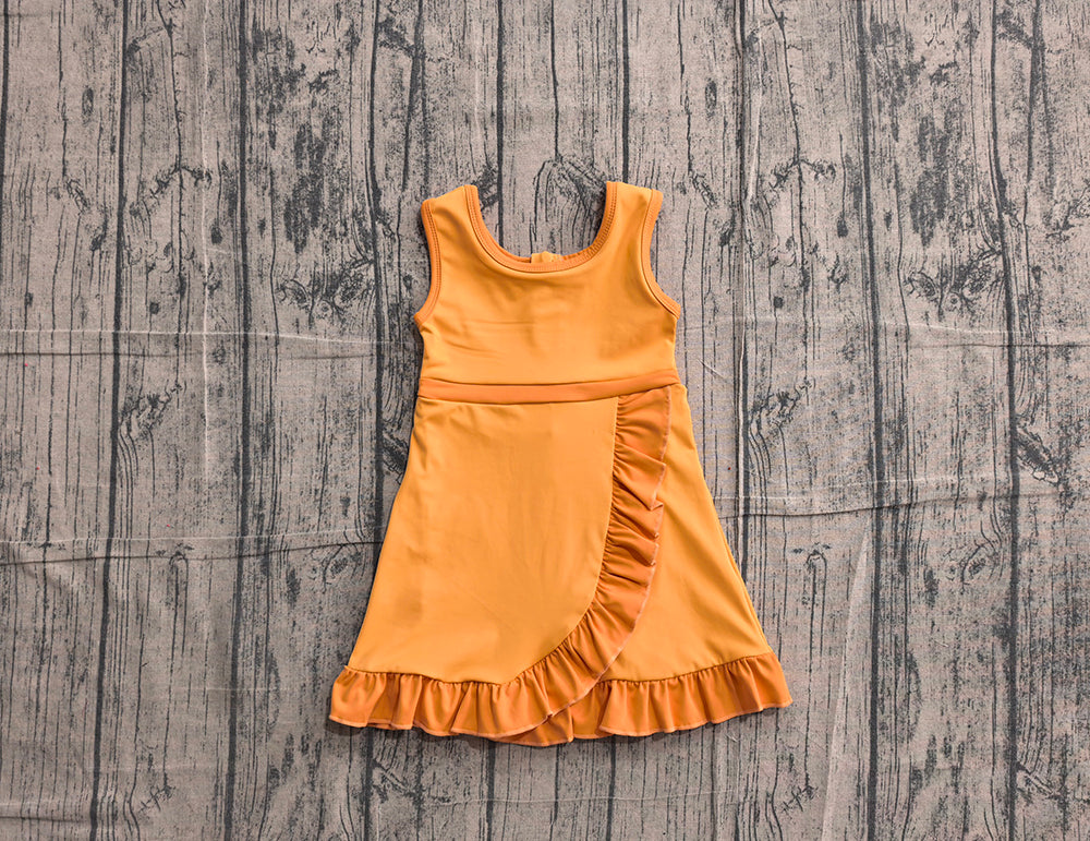 4.24 GSD4127 Preorder Orange Girls Sleeveless Scallop Yoga Dress