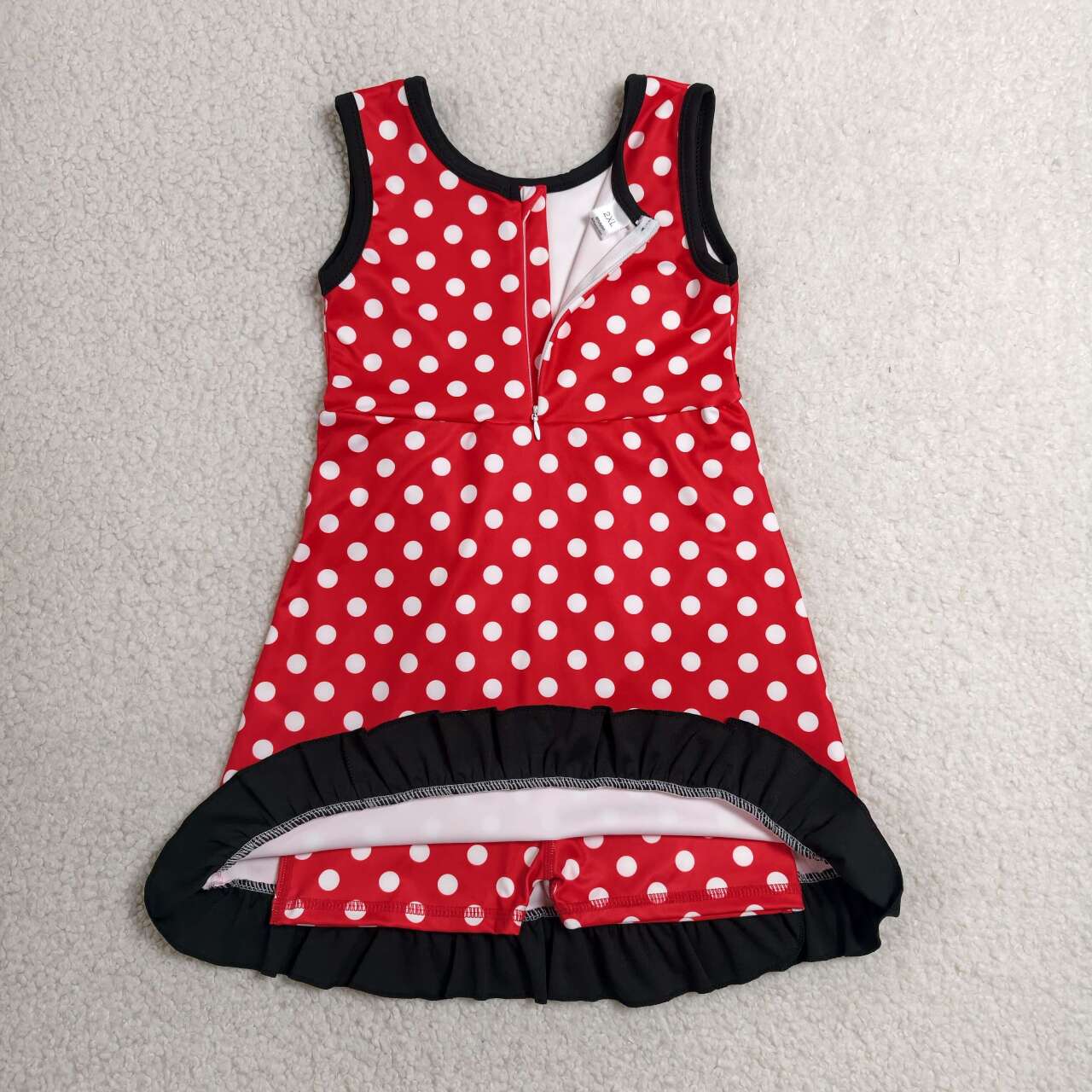 Toddler Sibling Kids Girls Red Polka Dot Black Ruffle Dress & Skort Outfit Active Wear