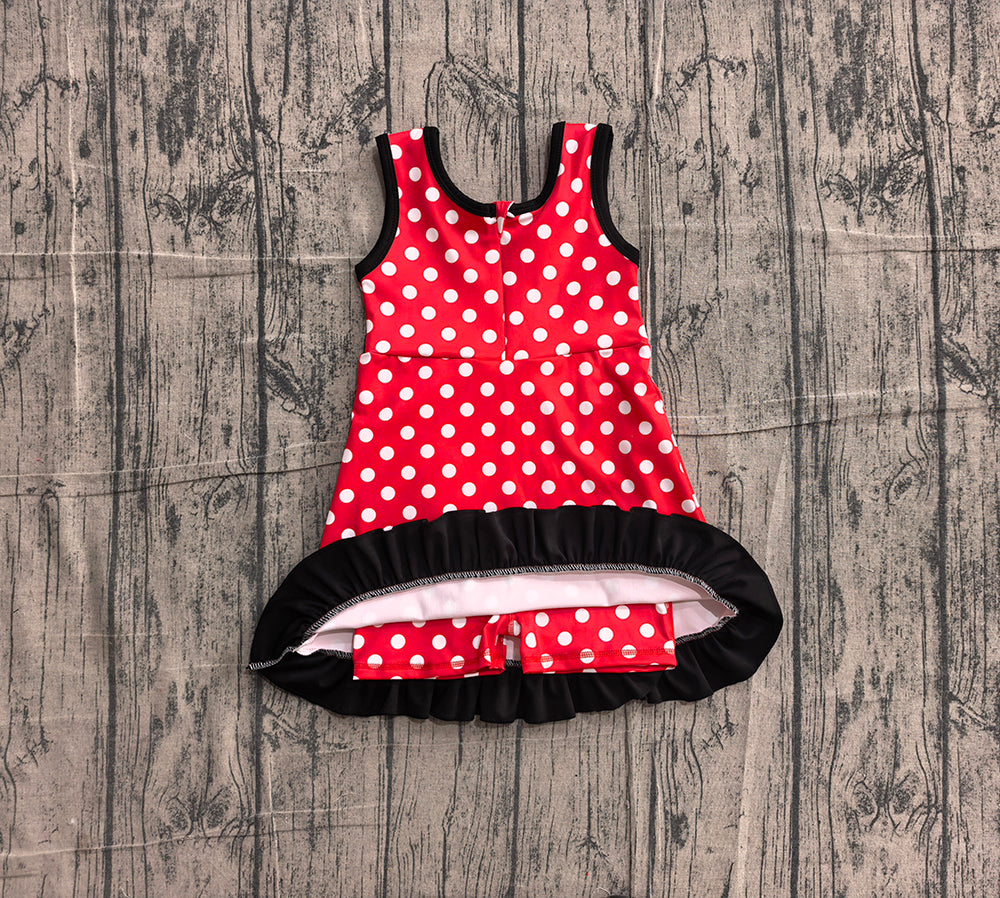 4.24 GSD4128 Preorder Red Dots Girls Sleeveless Scallop Yoga Dress