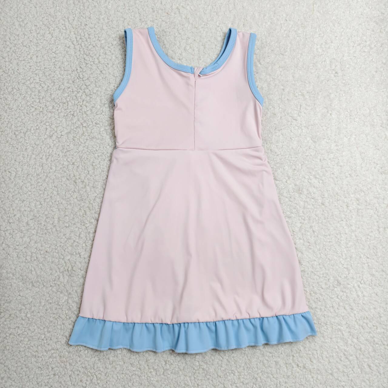 Toddler Sibling Kids Girls Light Pink with Blue Ruffle Dress & Skort Outfit Active Wear
