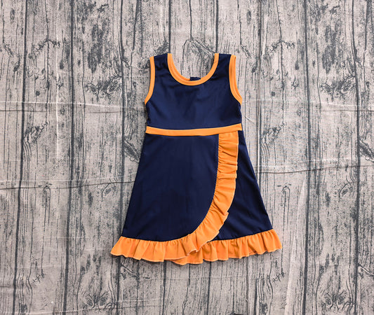 4.24 GSD4131 Preorder Navy & Orange Girls Sleeveless Scallop Yoga Dress