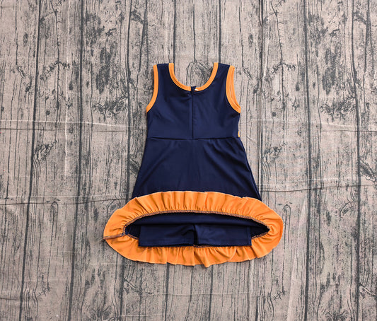 4.24 GSD4131 Preorder Navy & Orange Girls Sleeveless Scallop Yoga Dress