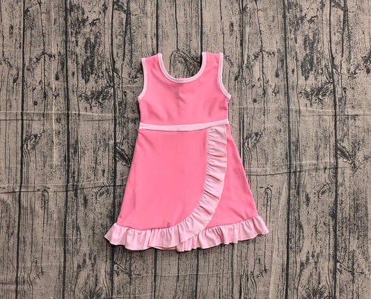 4.24 GSD4139 Preorder Pink Girls Sleeveless Scallop Yoga Dress