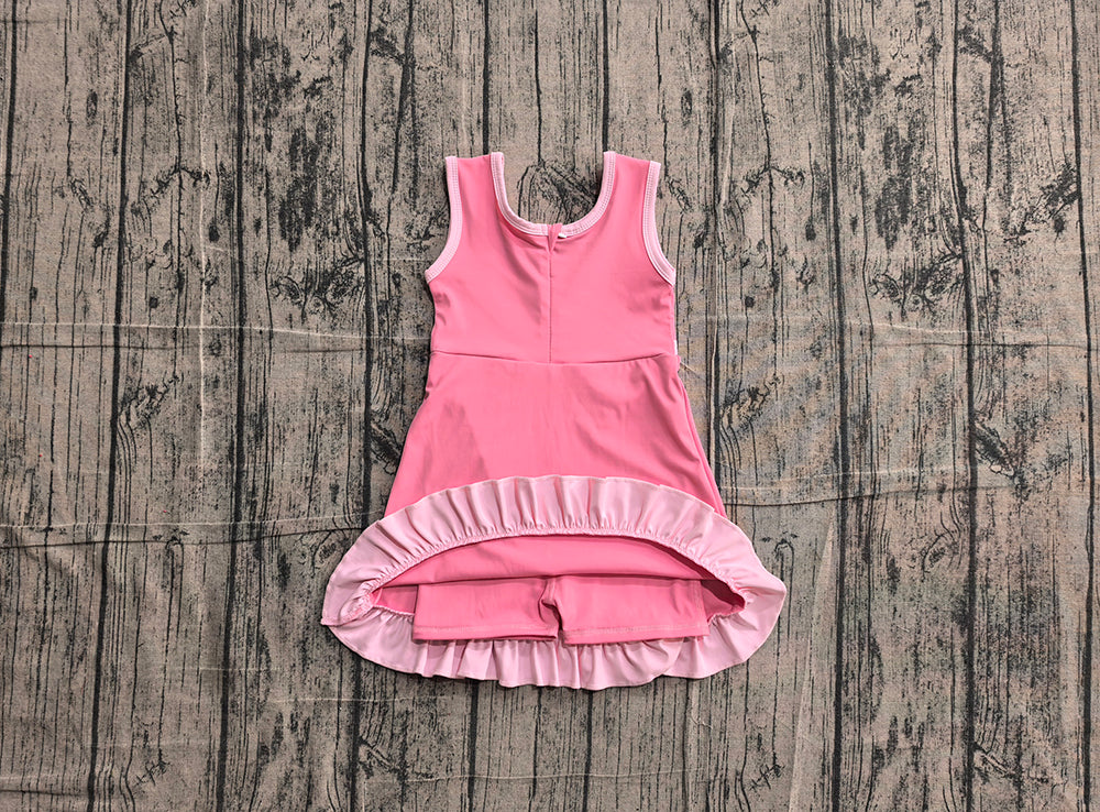 4.24 GSD4139 Preorder Pink Girls Sleeveless Scallop Yoga Dress