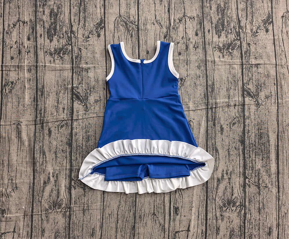 4.24 GSD4141 Preorder Blue & White Girls Sleeveless Scallop Yoga Dress
