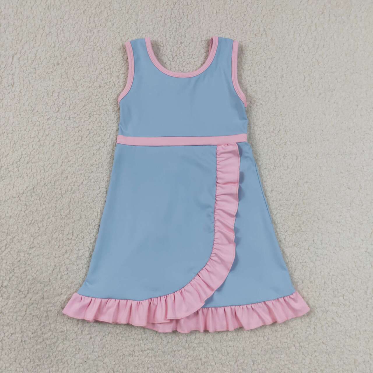 20 Colors Sleeveless Ruffle Girls Yoga Zipper Dress Sisters Active Wear