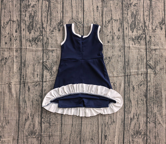 4.24 GSD4145 Preorder Navy & White Girls Sleeveless Scallop Yoga Dress