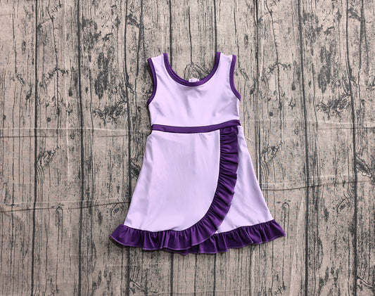 4.24 GSD4151 Preorder Purple Girls Sleeveless Scallop Yoga Dress