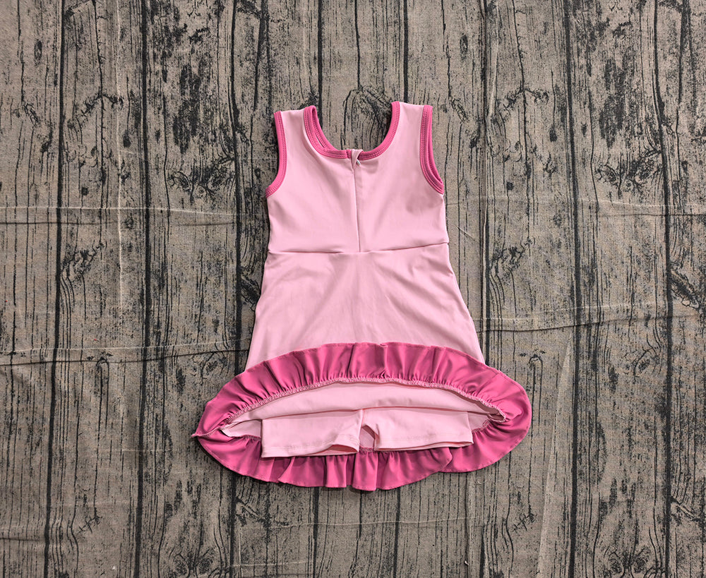 4.24 GSD4152 Preorder Pink Girls Sleeveless Scallop Yoga Dress