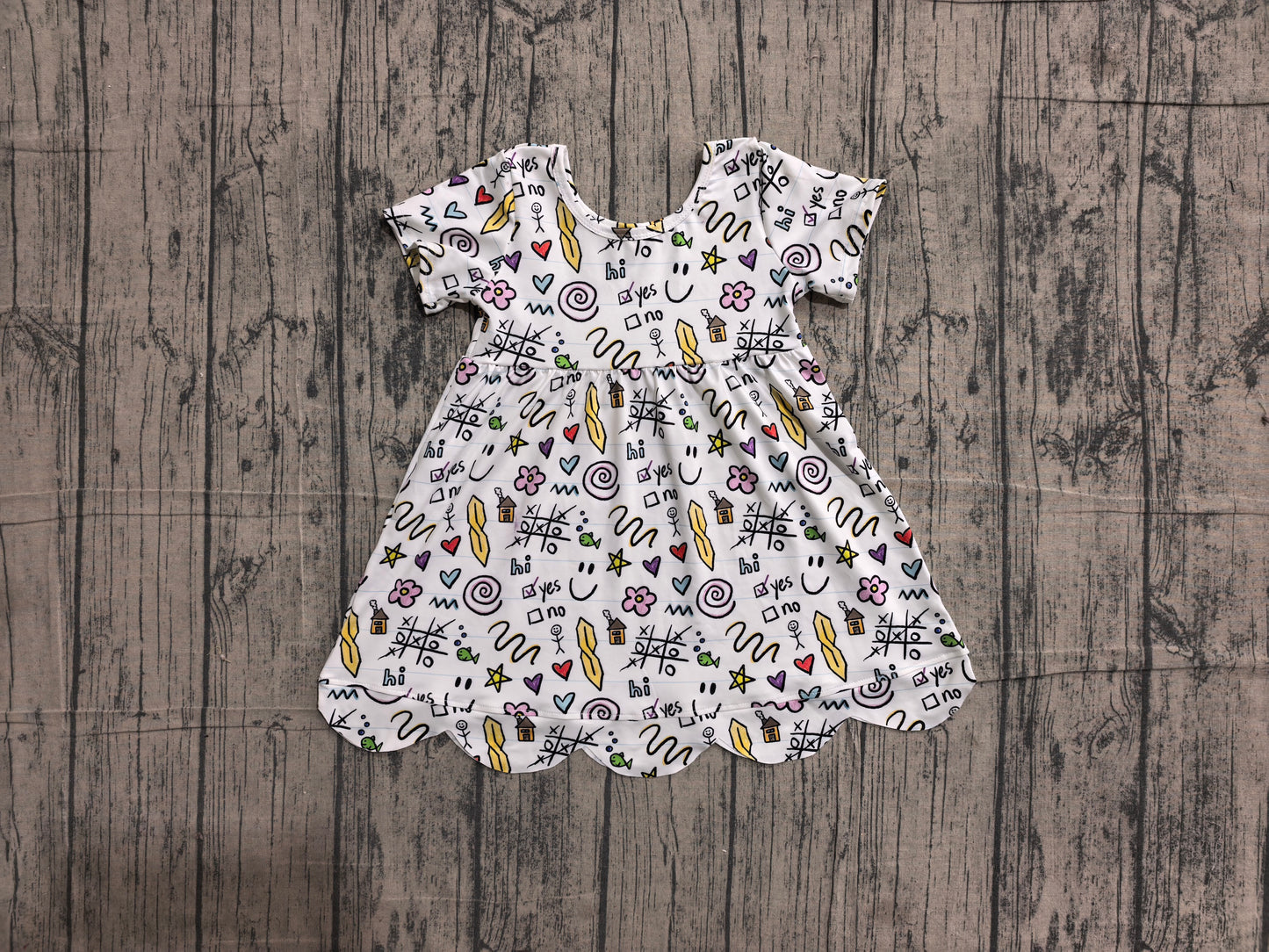 4.28 GSD4157 Smiling Hi Baby Girls Scallop Knee Length Dress Preorder